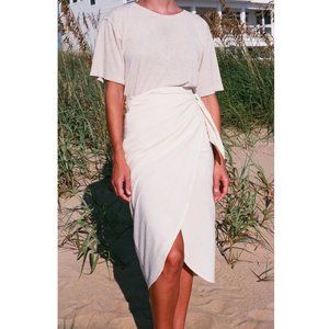 NANIN Bobbie raw silk wrap skirt